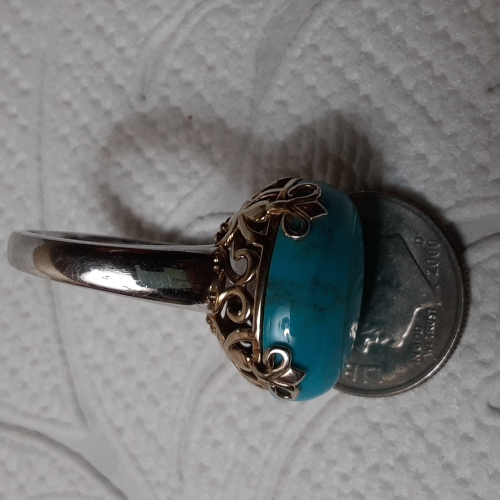 925 Genuine Turquoise, Gold over Sterling. FIRM. - Picture 9 of 16